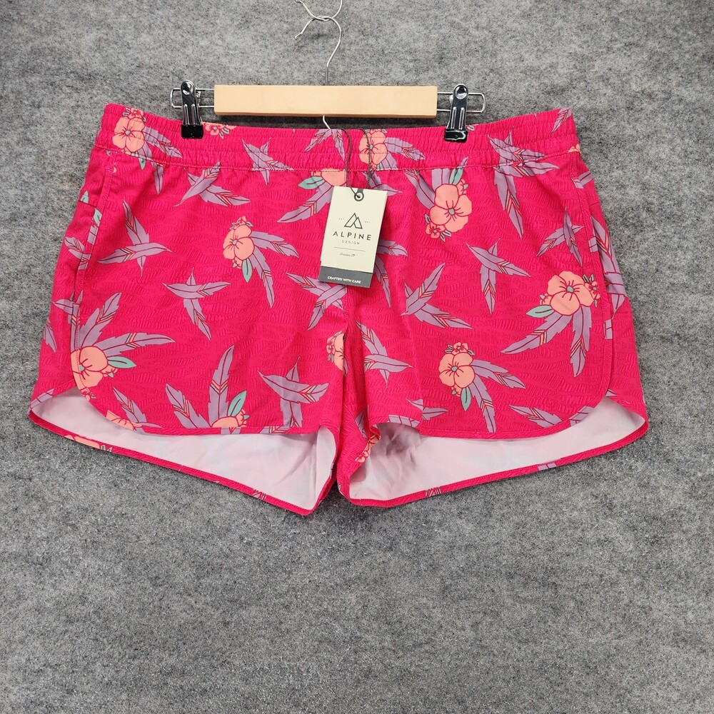 Alpine Design Water Shorts Womens XL Pull On Pink Floral